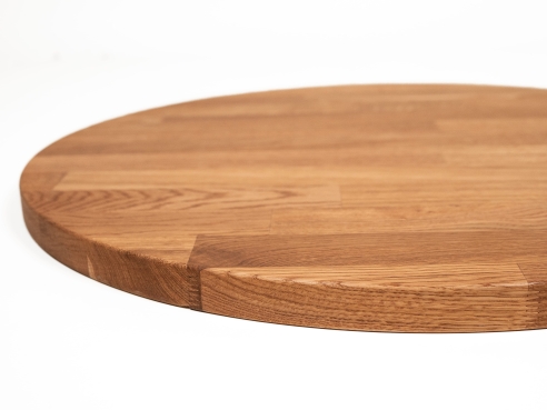 Round Tabletop Worktop Oak Select Natur, finger jointed lamellas, 26 mm, natural oiled